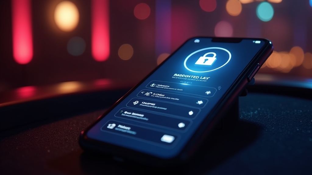 A smartphone showing secure payments and responsible play settings in a casino app