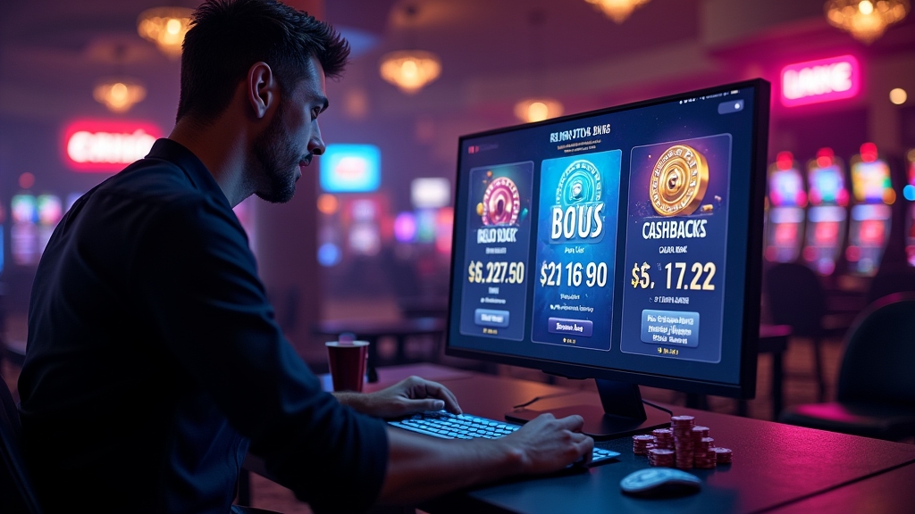 Returning player checking reload bonuses and casino promotions